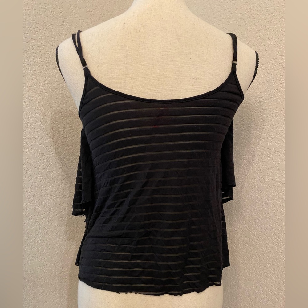 Free People Ruffled Tank Top. Size XS. Color black. - Picture 3 of 6